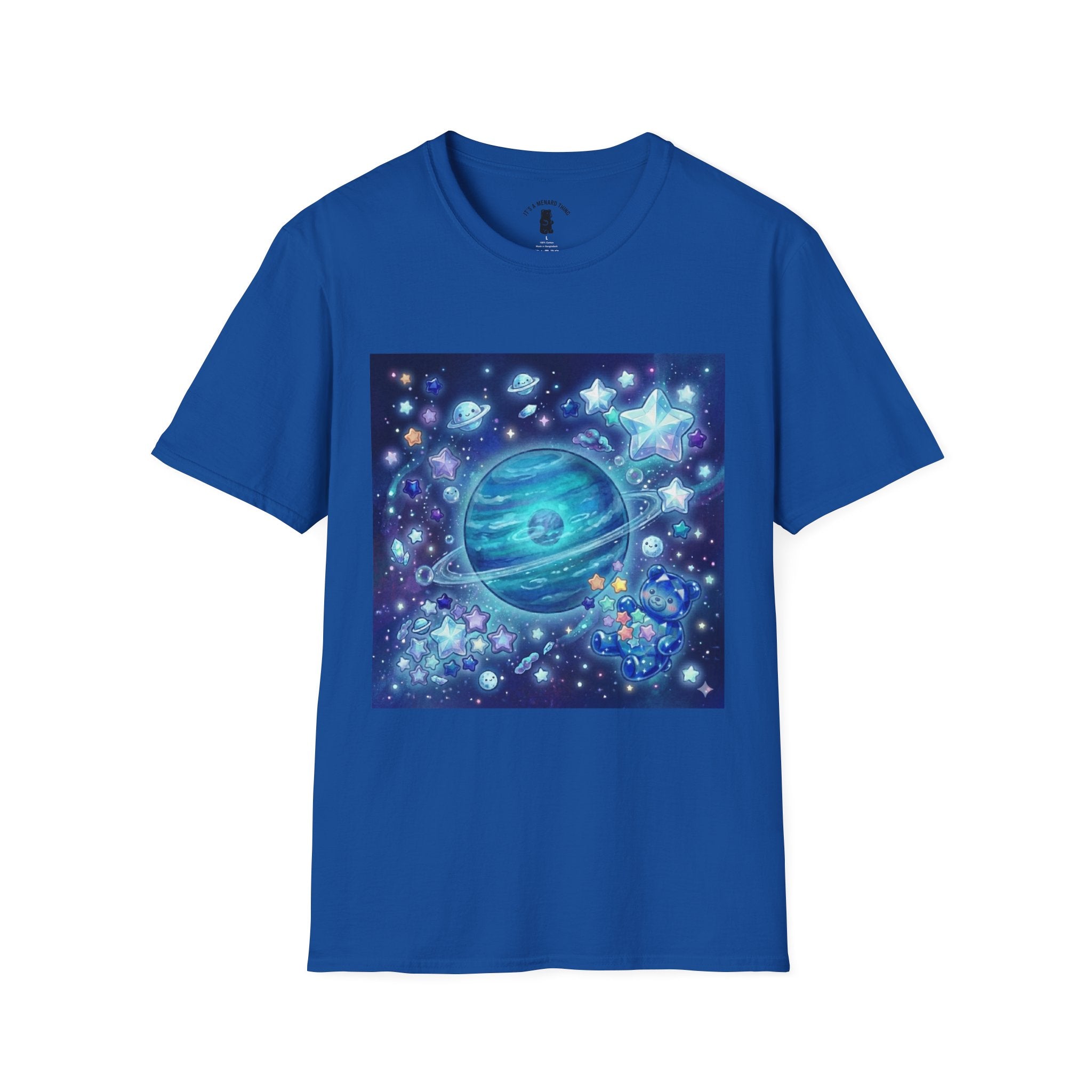 Lets Swim on Neptune, Blue Crystal Gooey Gummy Bear- Kawaii Graphic T-Shirt
