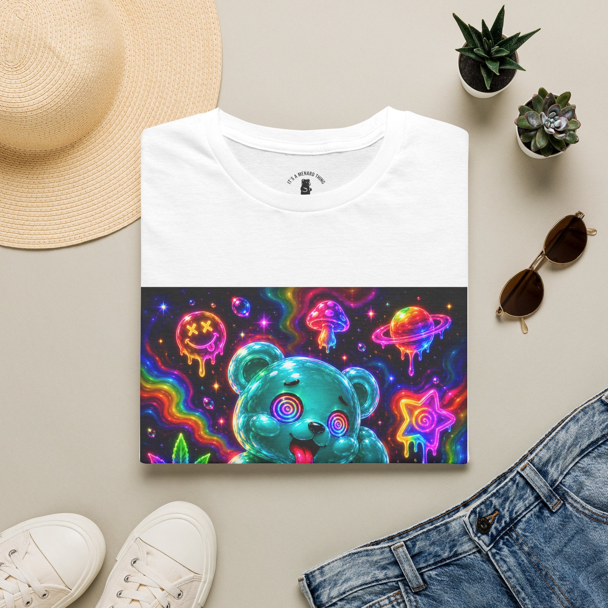 Psychedelic Neon Special Addition Oozy Bear Gummy Friend— Graphic Shirt (Adult Only)