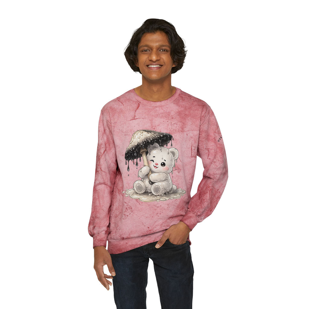 Pretty White Drooping Ink Cap, Gooey Gummy Bear-Tie-Dye Graphic Sweatshirt