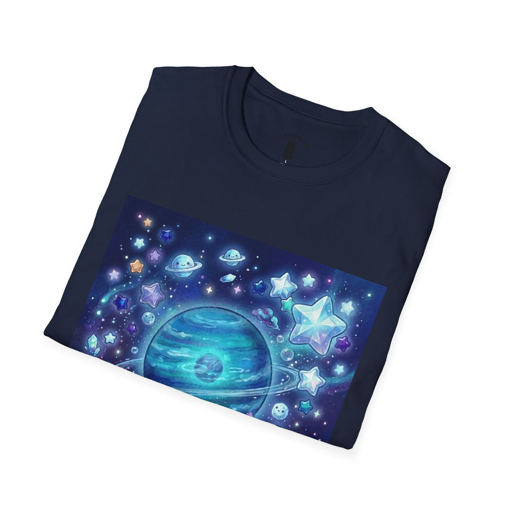 Lets Swim on Neptune, Blue Crystal Gooey Gummy Bear- Kawaii Graphic T-Shirt