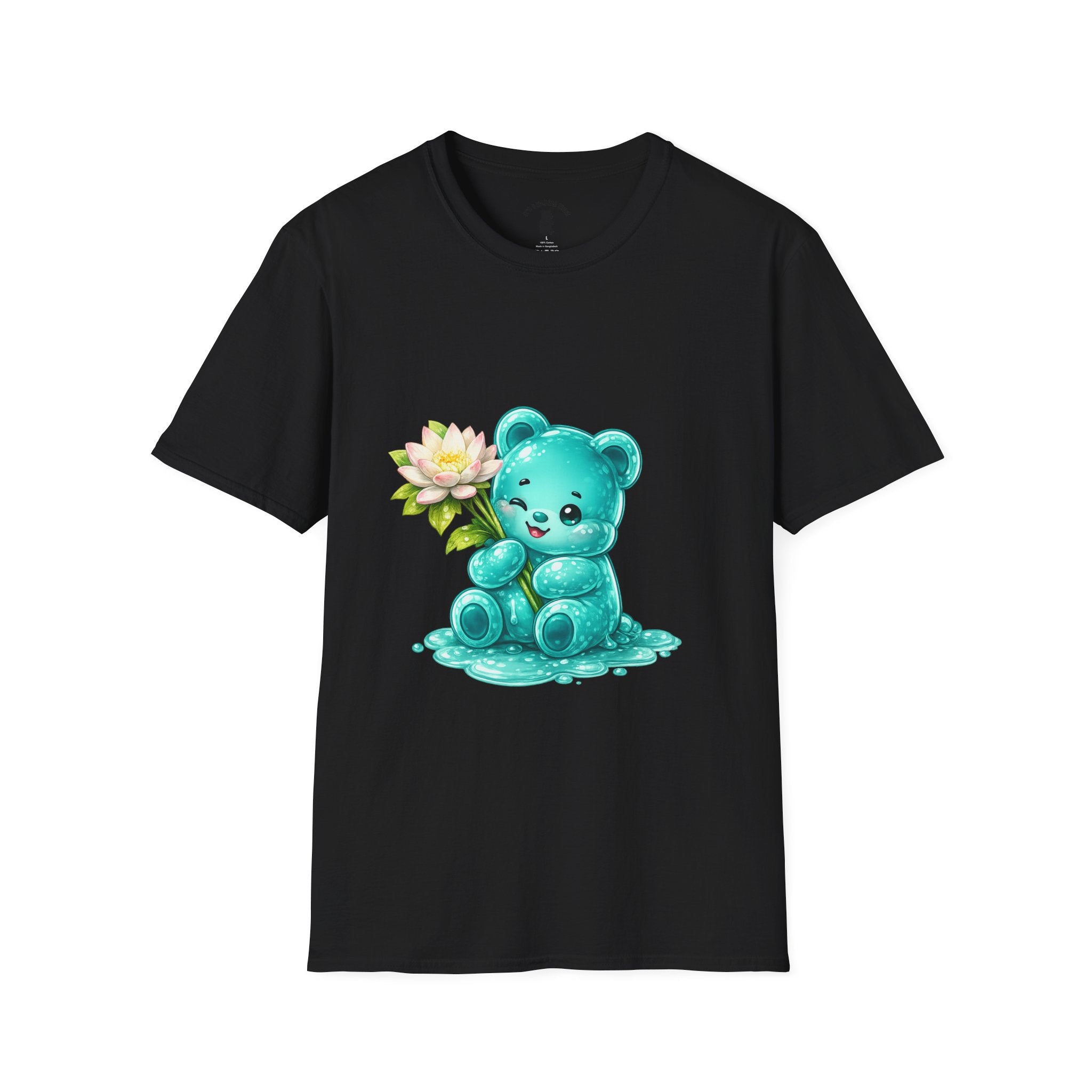 Beautiful Lotus Flower Special, Teal Oozy Bear Gummy Friend- Graphic Shirt