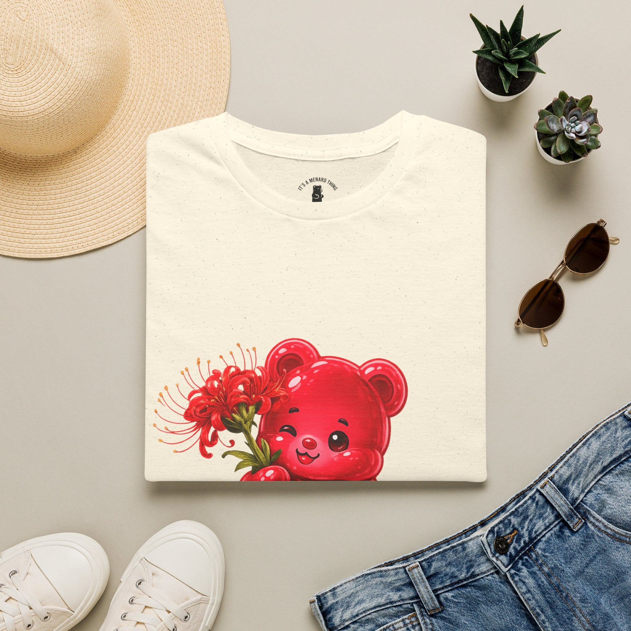 Blooming Spider Lily Special, Red Oozy Bear Gummy Friend- Graphic Shirt