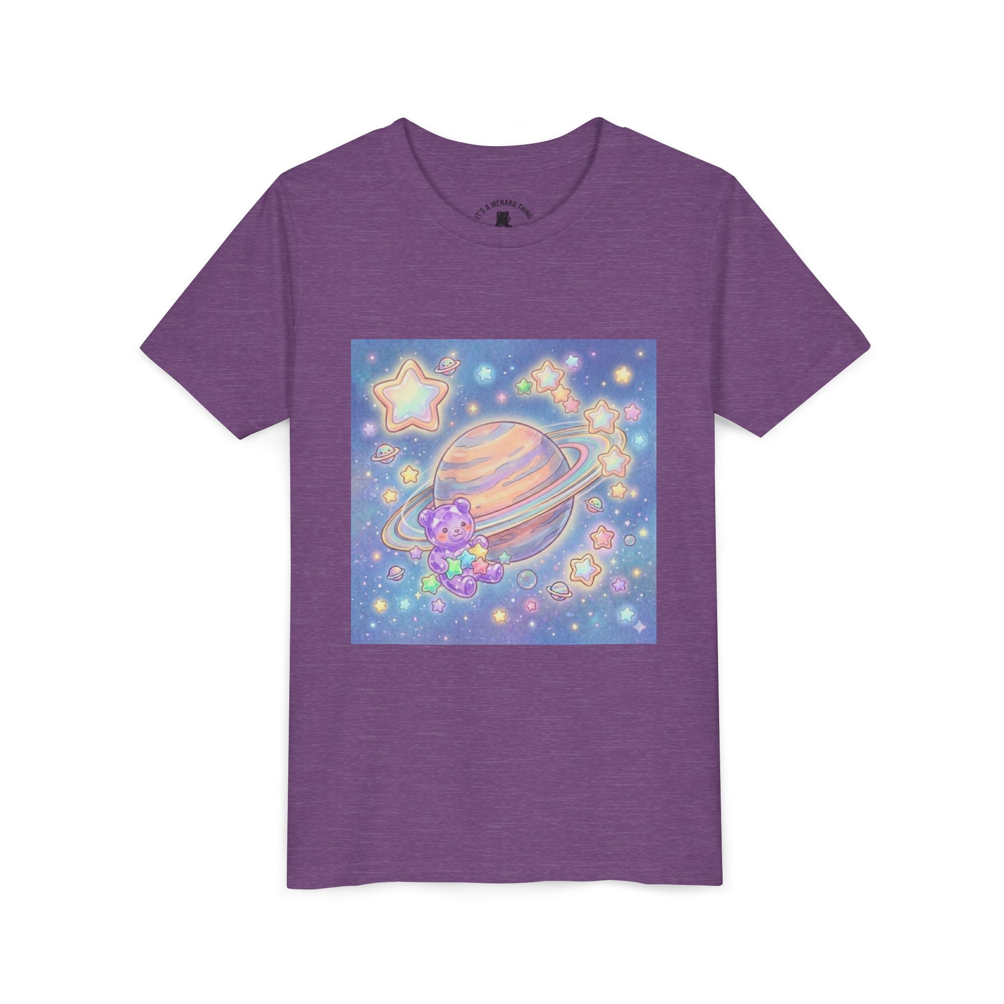 Merry-go-Saturn Cosmic Gooey Crystal Gummy Bear- Stars & Sparkles Graphic T-Shirt