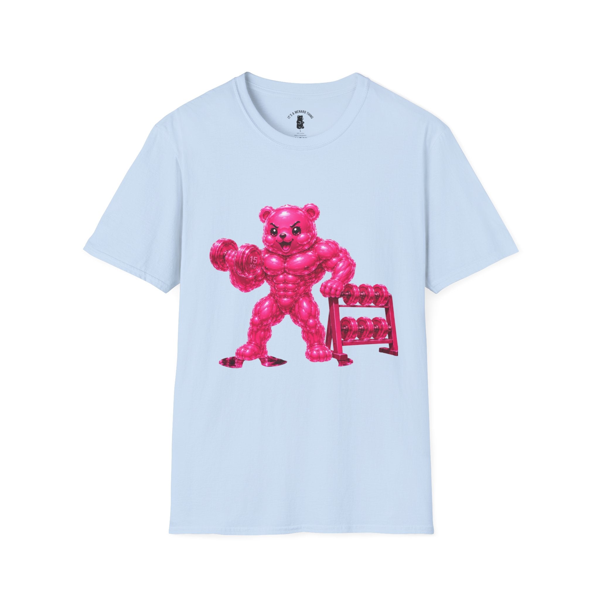 Pink Bodybuilder, Oozy Buff Bear Gummy Special Gym Addition- Adult Graphic Shirt