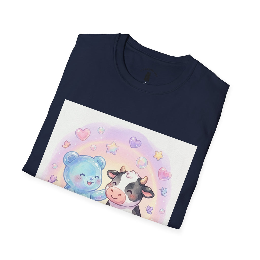 Blue Gooey Gummy Friend sharing Milk & Cookies — Pastel Graphic T-Shirt