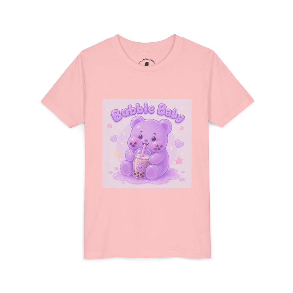 Purple Boba Tea Gooey Gummy Bear with Boba Milk Tea Kids Shirt