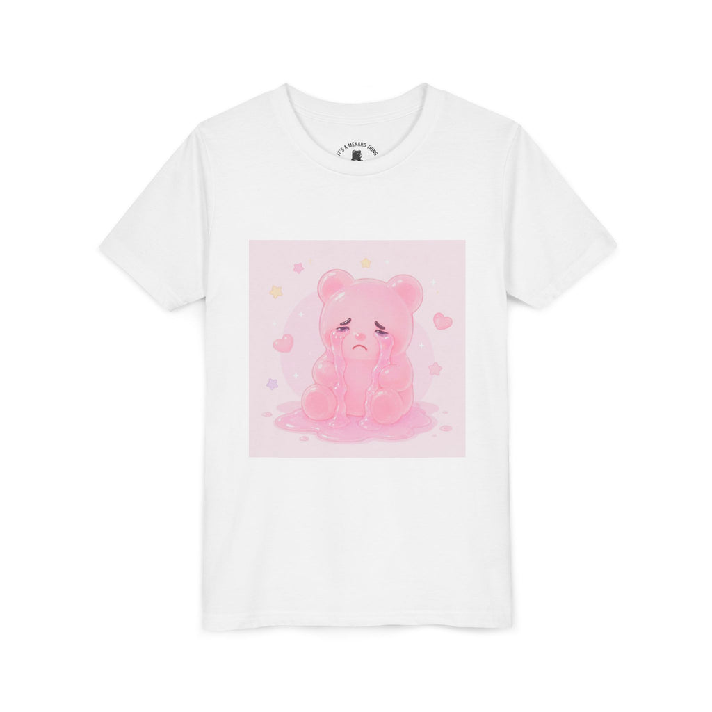 Pink Crying Gooey Gummy Bear Youth Tee – Cute Pastel Graphic Shirt