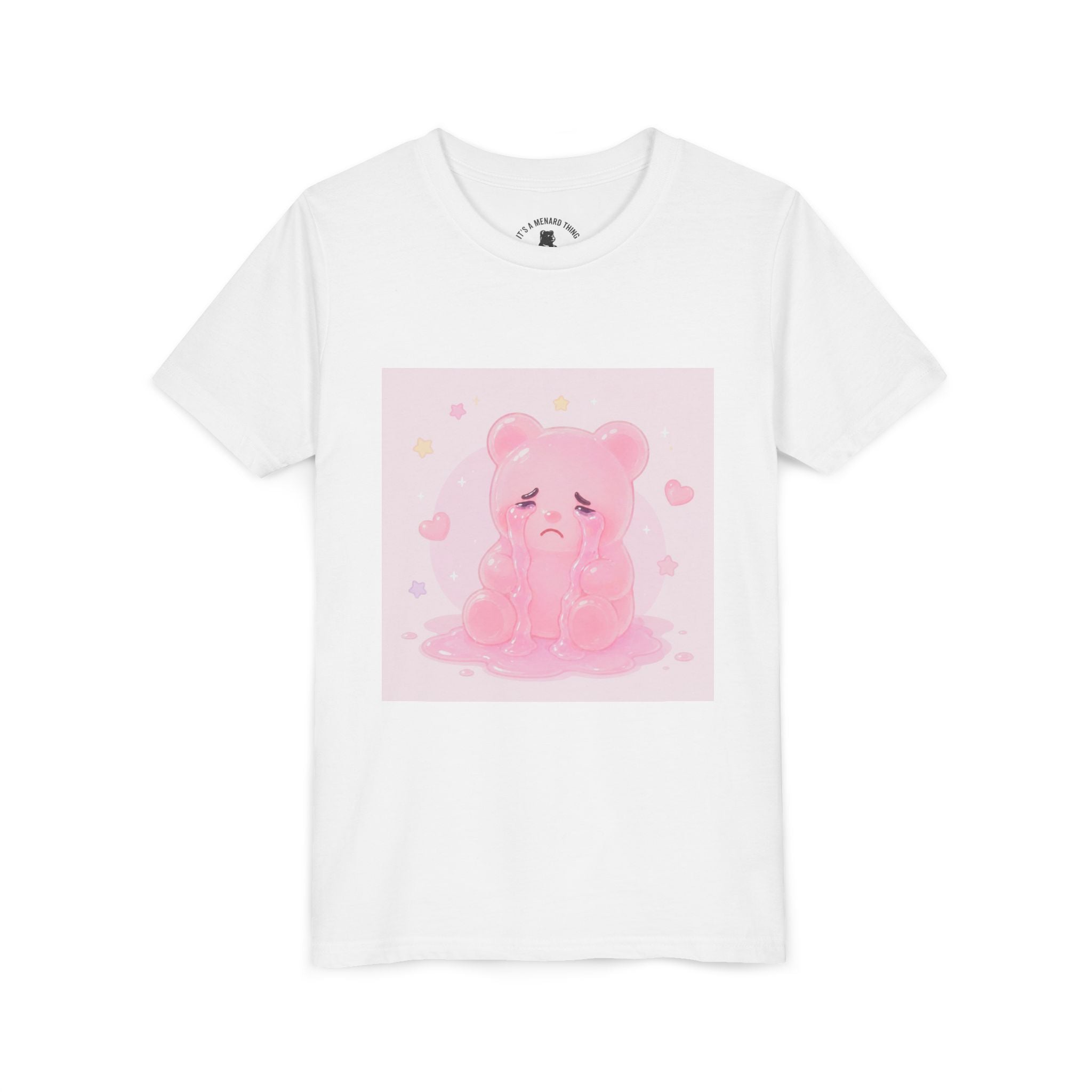 Pink Crying Gooey Gummy Bear Youth Tee – Cute Pastel Graphic Shirt