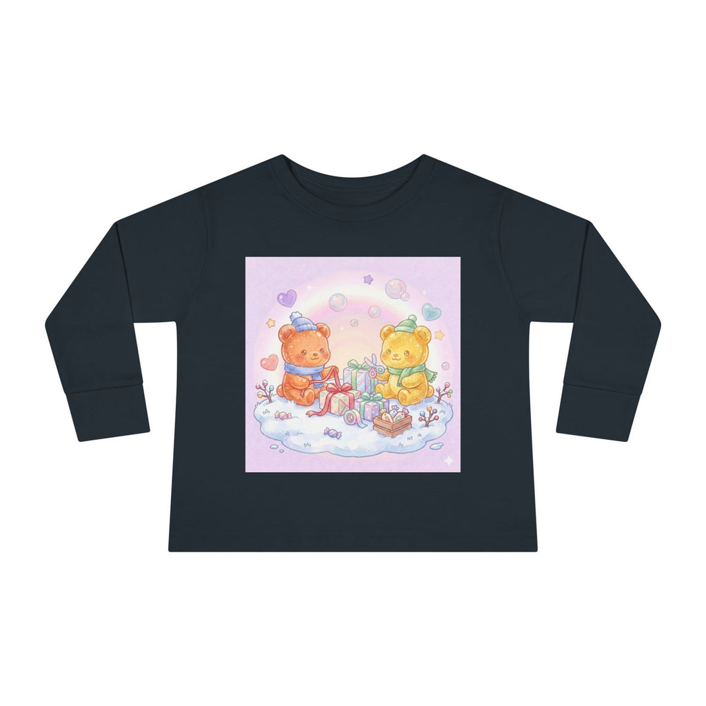Holiday Gift Giving, Oozy Bear Friends In Snow- Graphic Long Sleeve Shirt