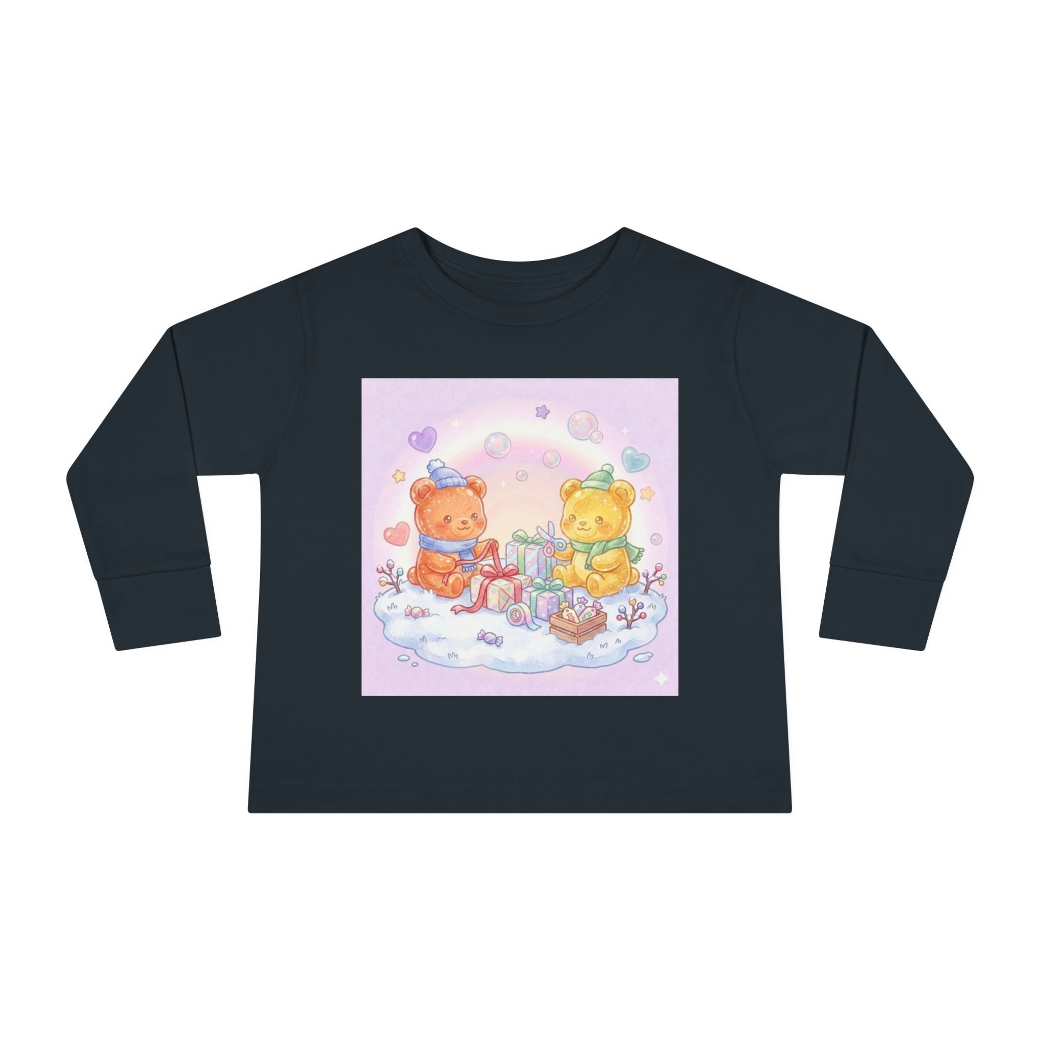 Holiday Gift Giving, Oozy Bear Friends In Snow- Graphic Long Sleeve Shirt