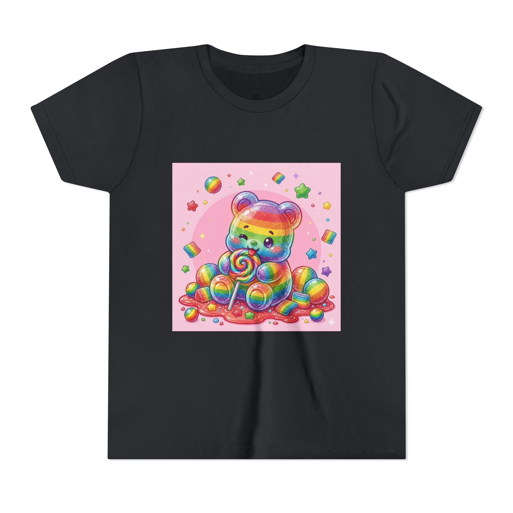 Rainbow Stripe Gooey Gummy Bear Youth T-Shirt