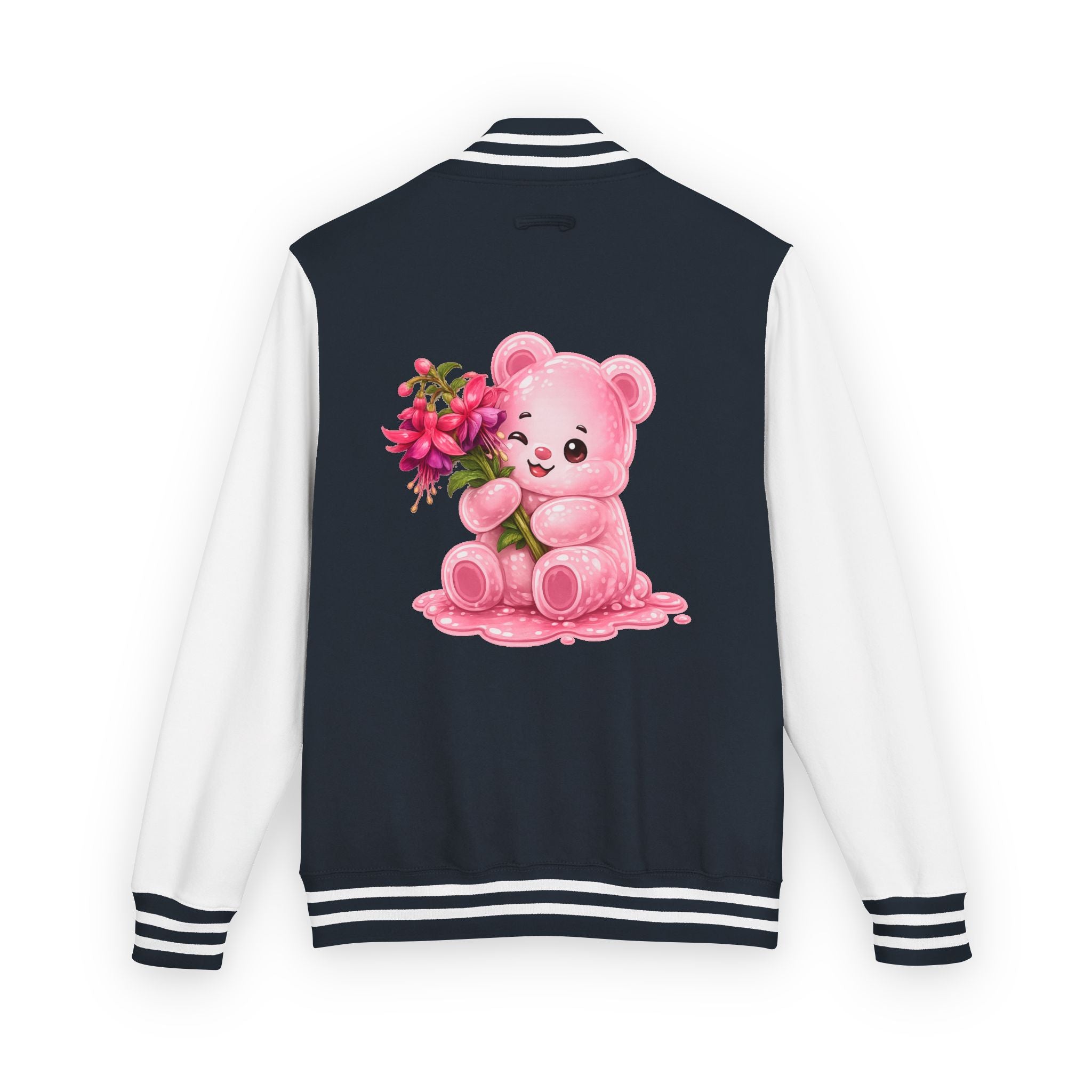 Special Pink Flowers, Pale Oozy Bear Gummy Friend- Lettermen Graphic Jacket
