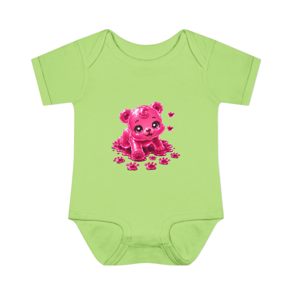 Messy Play Time, Crawling Steps Pink Oozy Baby Gummy Bear Cutie Addition- Graphic Onesie