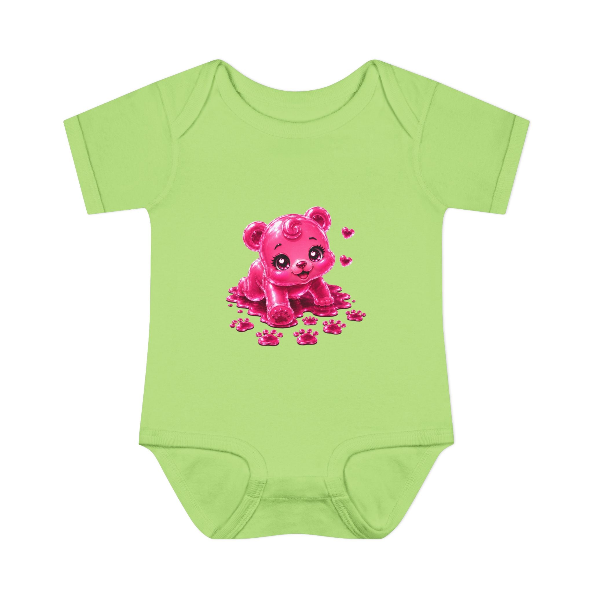 Messy Play Time, Crawling Steps Pink Oozy Baby Gummy Bear Cutie Addition- Graphic Onesie
