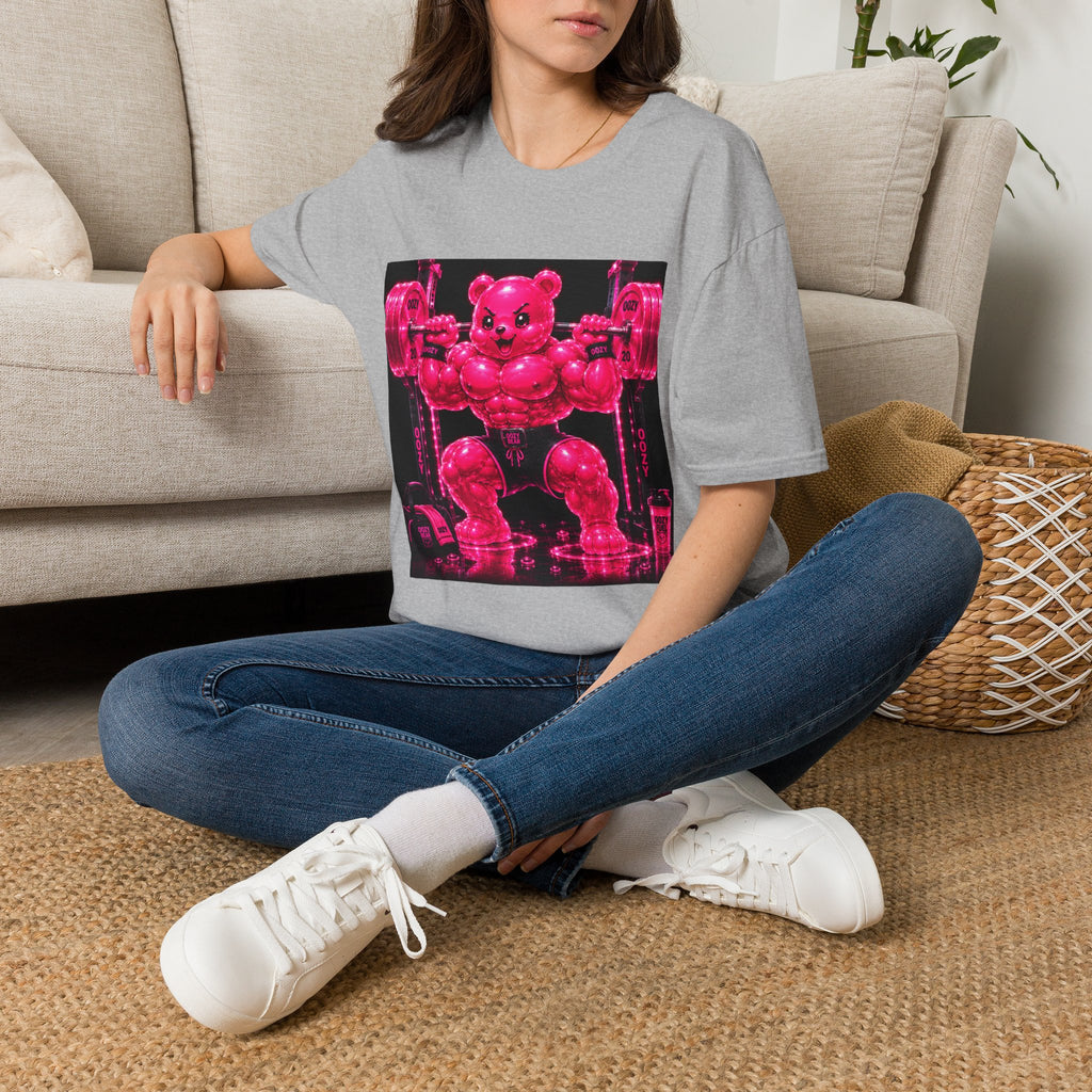 Feeling Like a Work Out, Pink Oozy Buff Bear Gummy Gym Special- Adult Graphic Shirt