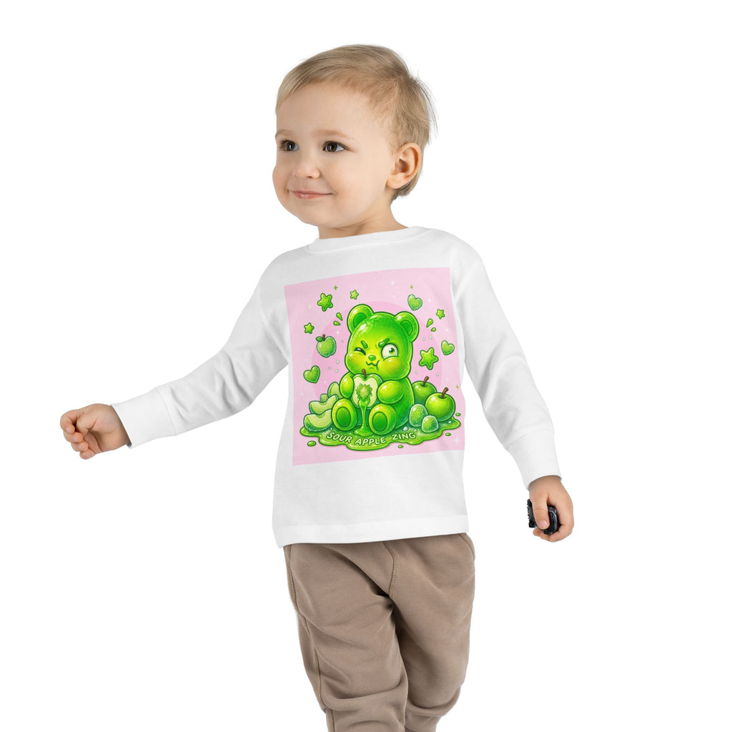 Green Sour Apple, Oozy Gummy Bear Friends- Kids Long Sleeve Shirt