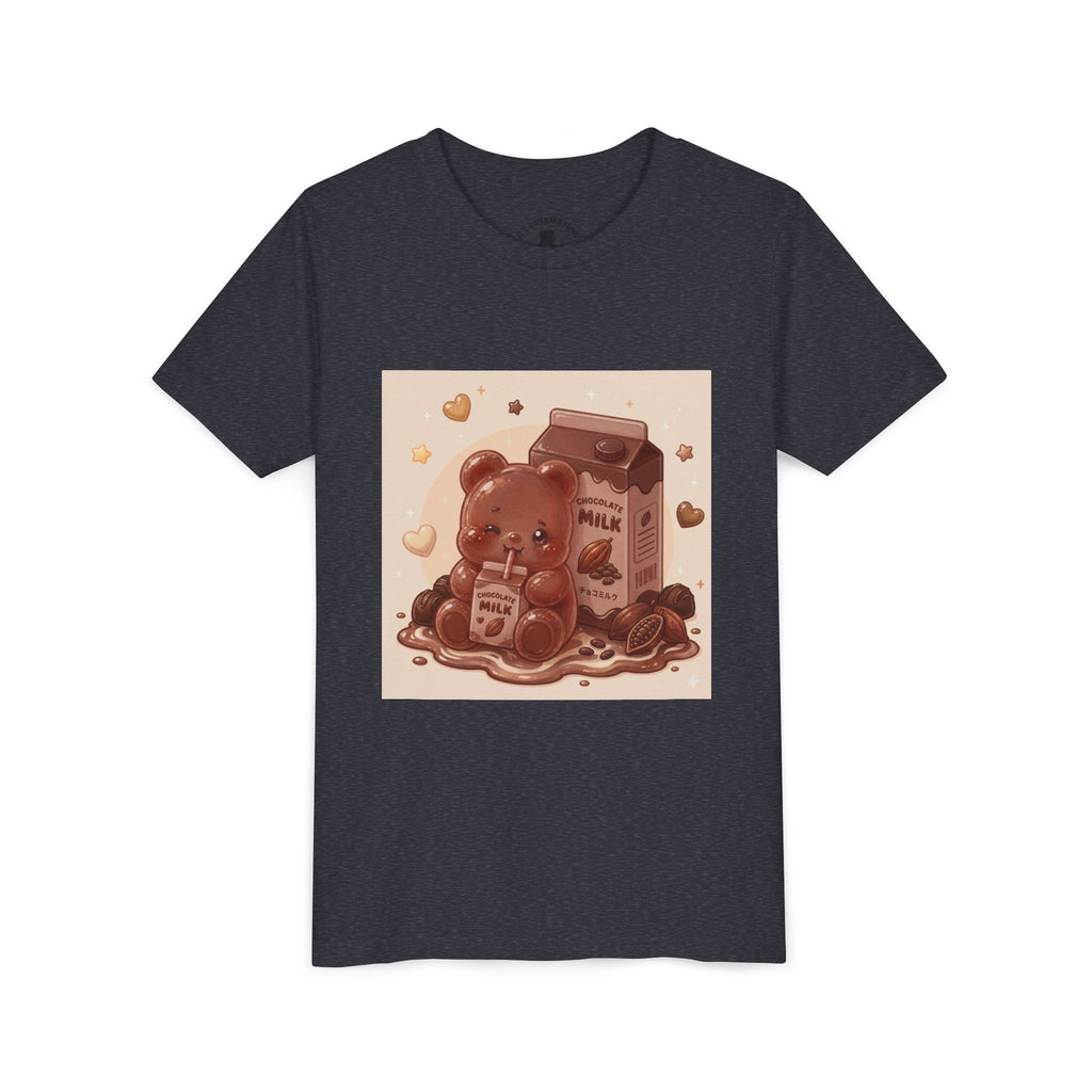 Kids Milk Chocolate Gooey Gummy Bear — Cute Milk Carton Graphic Youth T-Shirt
