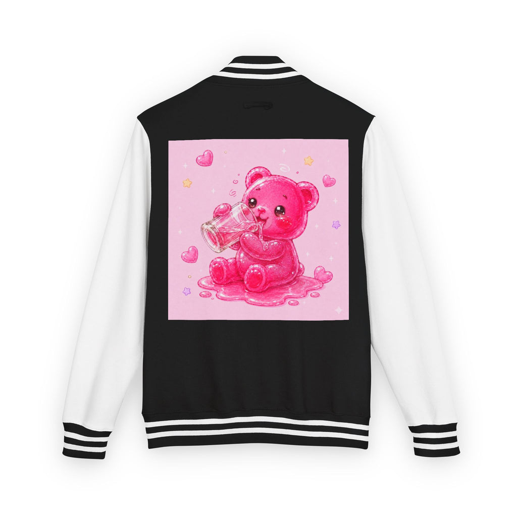 Pink Sugar Shock Shot! Boozy Gooey Gummy Bear — Kawaii Graphic Varsity Jacket