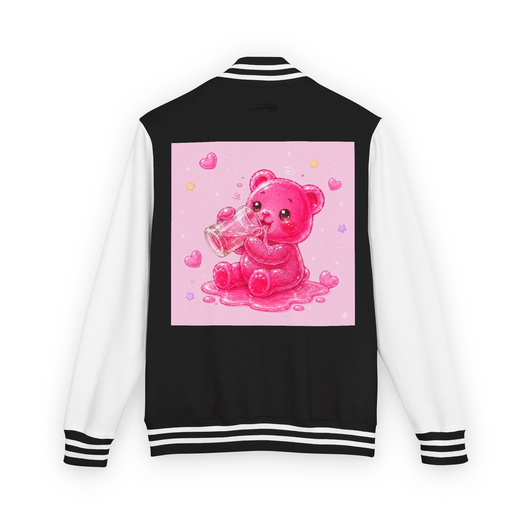 Pink Sugar Shock Shot! Boozy Gooey Gummy Bear — Kawaii Graphic Varsity Jacket