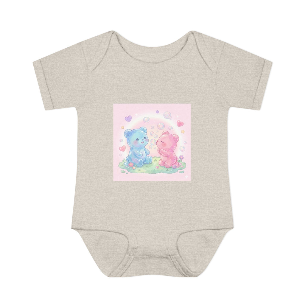Baby Bodysuit — Pastel Blue & Pink Gooey Gummy Bears Cute Newborn Onesie