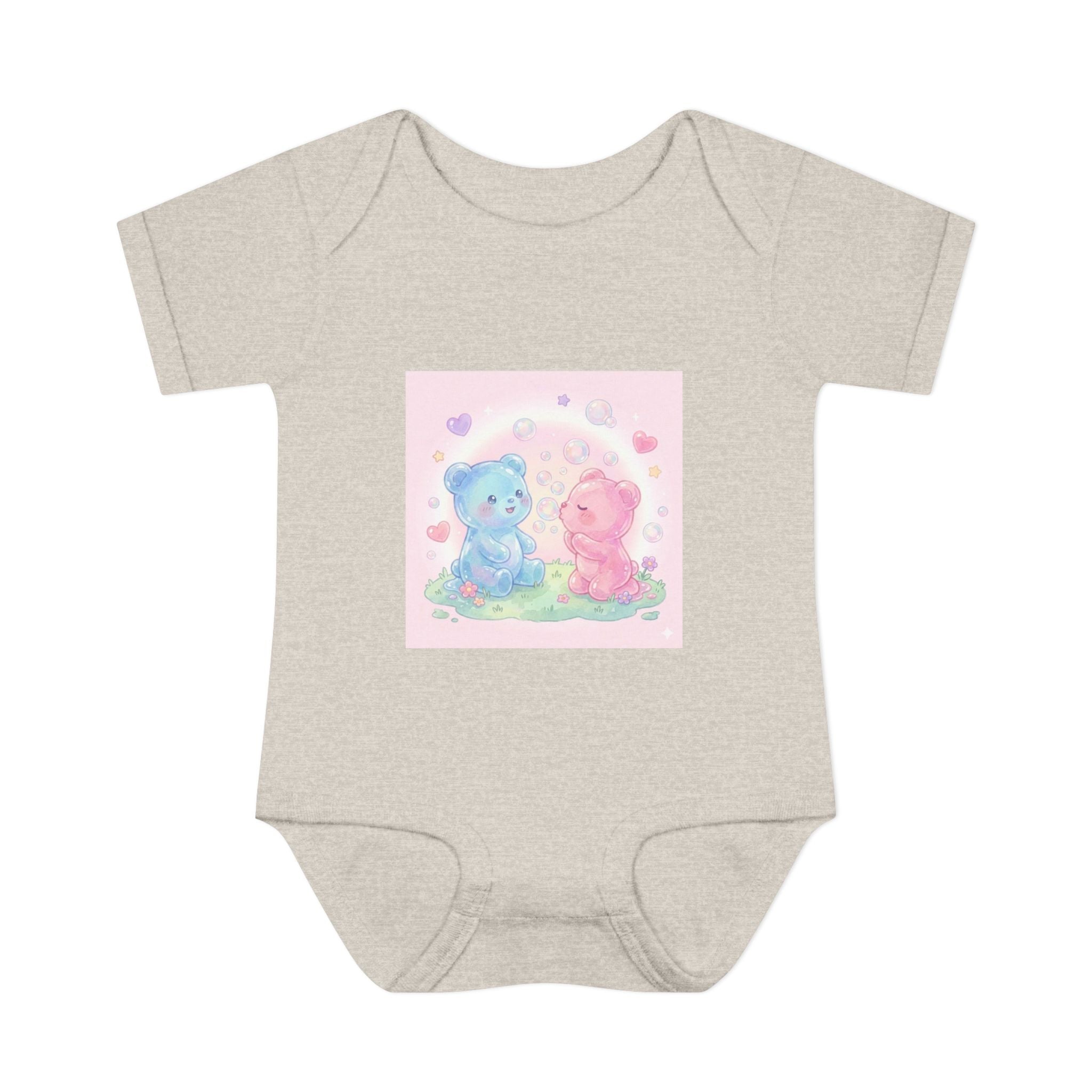 Baby Bodysuit — Pastel Blue & Pink Gooey Gummy Bears Cute Newborn Onesie