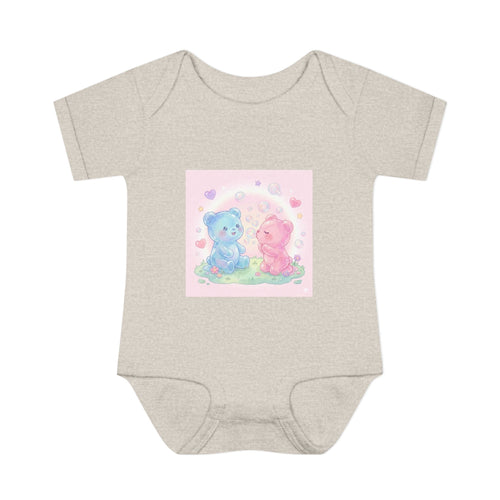 Baby Bodysuit — Pastel Blue & Pink Gooey Gummy Bears Cute Newborn Onesie