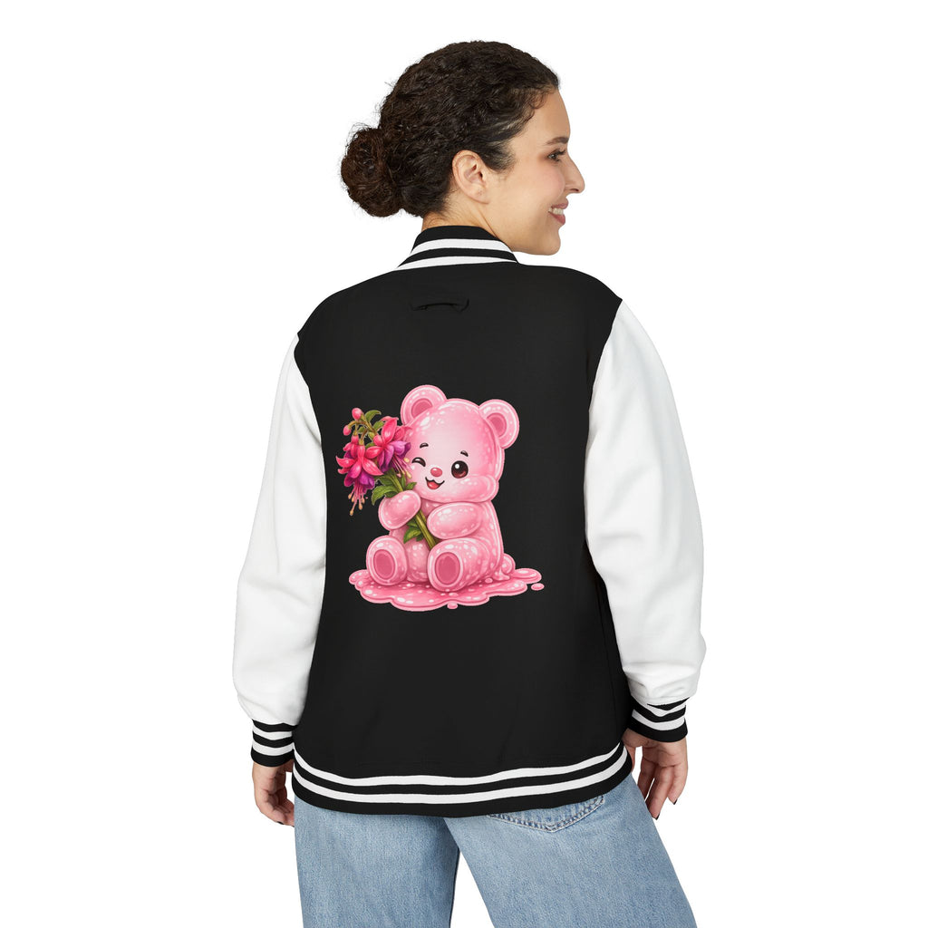 Special Pink Flowers, Pale Oozy Bear Gummy Friend- Lettermen Graphic Jacket
