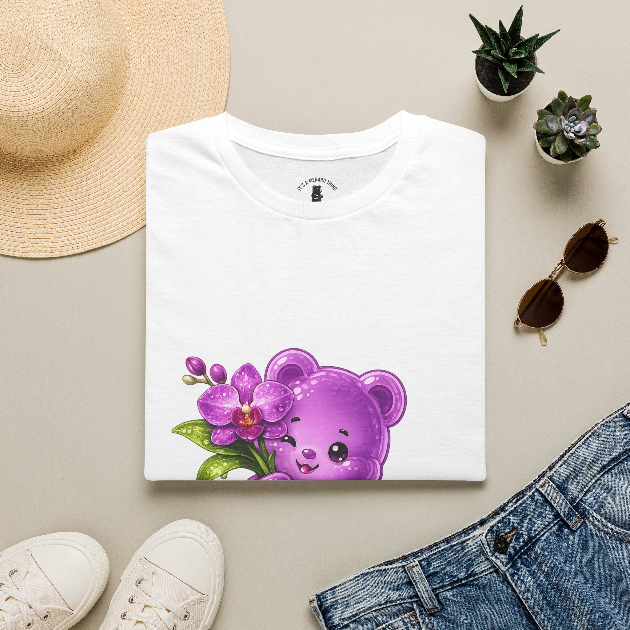 Beautiful Orchid, Purple Oozy Bear Floral Special Gummy Friend- Graphic Shirt