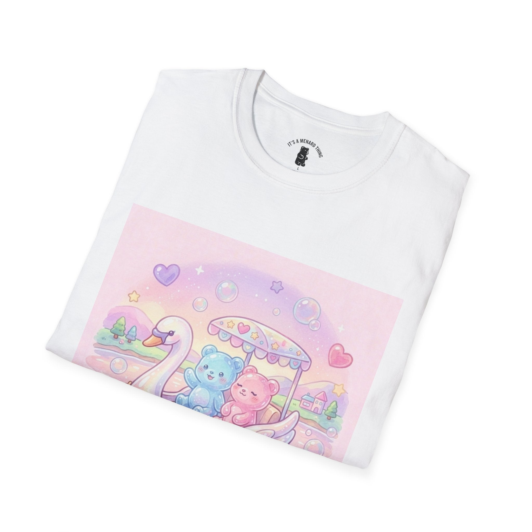 Romantic Swan Boat Ride, Gooey Gummy Friends— Kawaii Graphic T-Shirt
