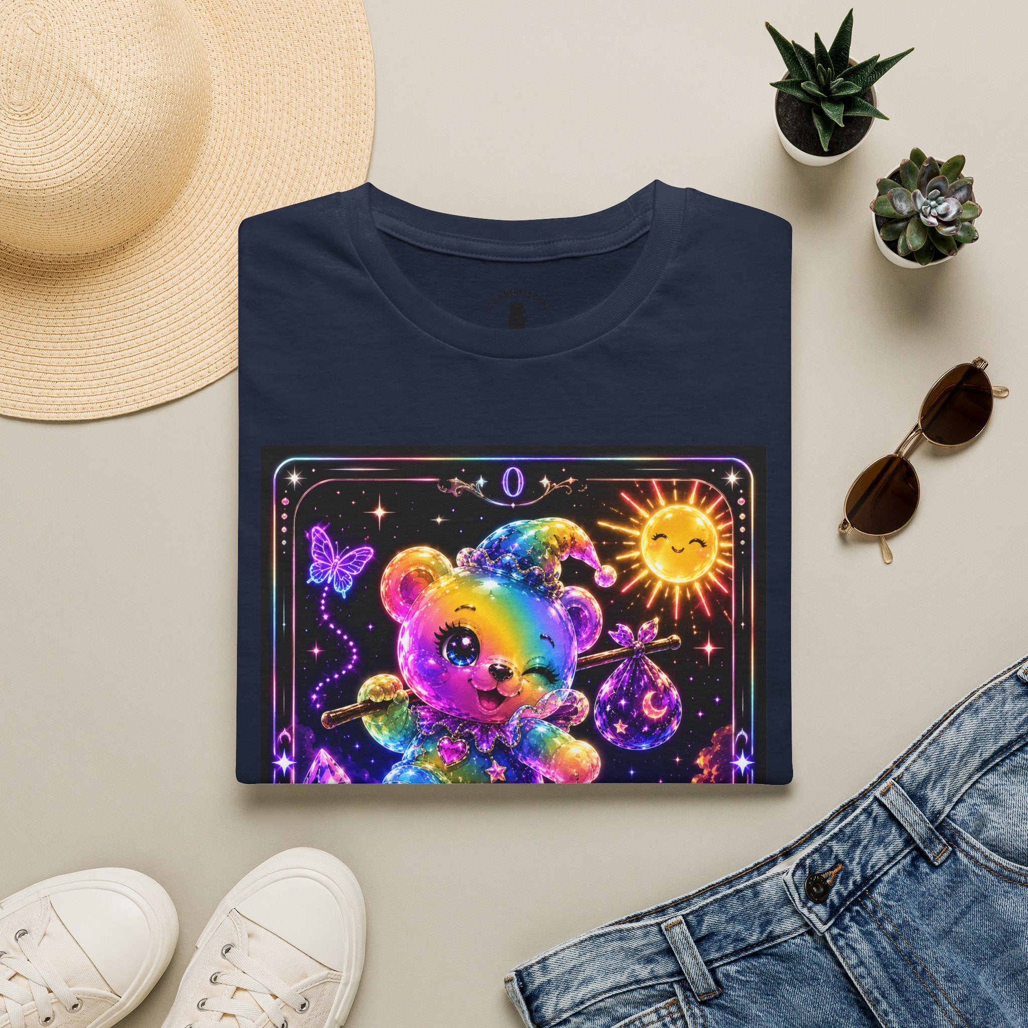 The Fool Tarot Colorful Rainbow Oozy Bear Friend- Cute Graphic Shirt