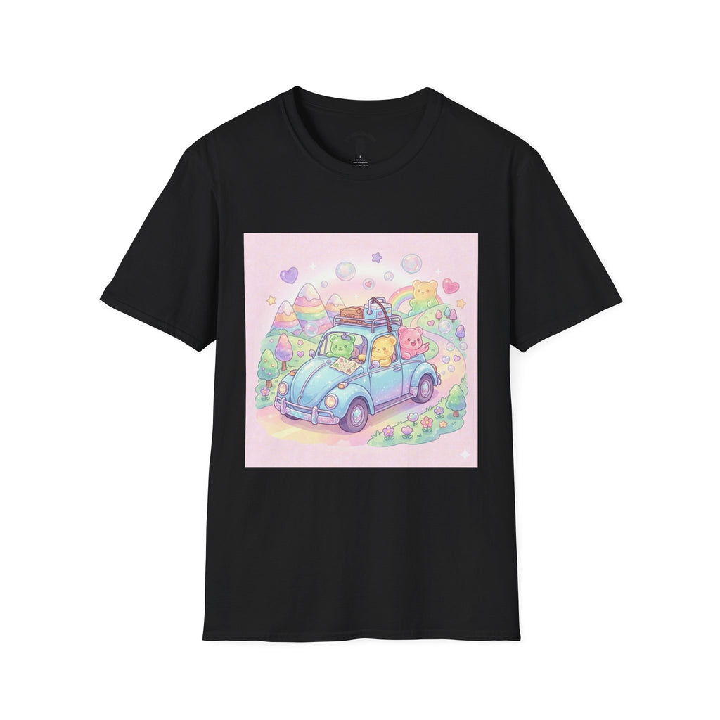 Buggy Road trip, Gooey Gummy Friends Adventure — Kawaii Graphic T-Shirt