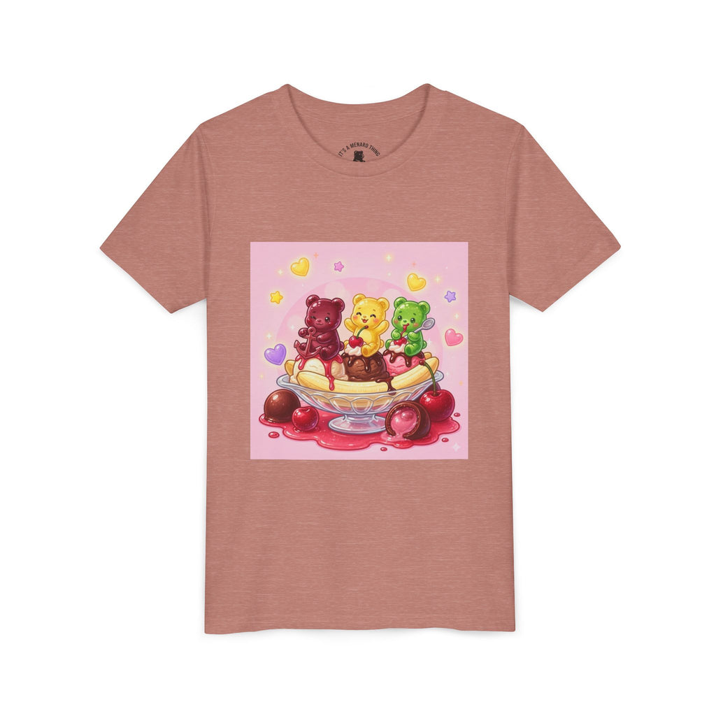 Gooey Gummy Bears on Banana Split Boat Graphic Youth T-Shirt