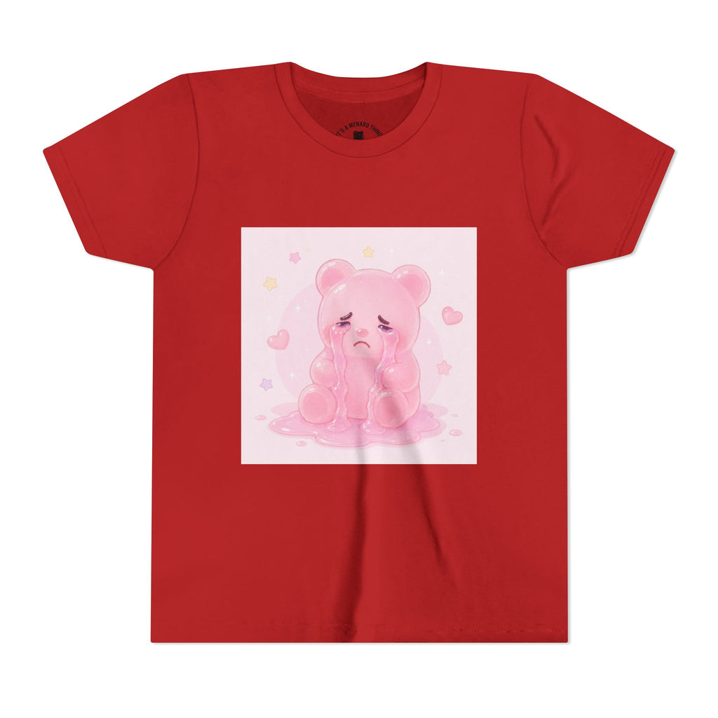 Pink Crying Gooey Gummy Bear Youth Tee – Cute Pastel Graphic Shirt