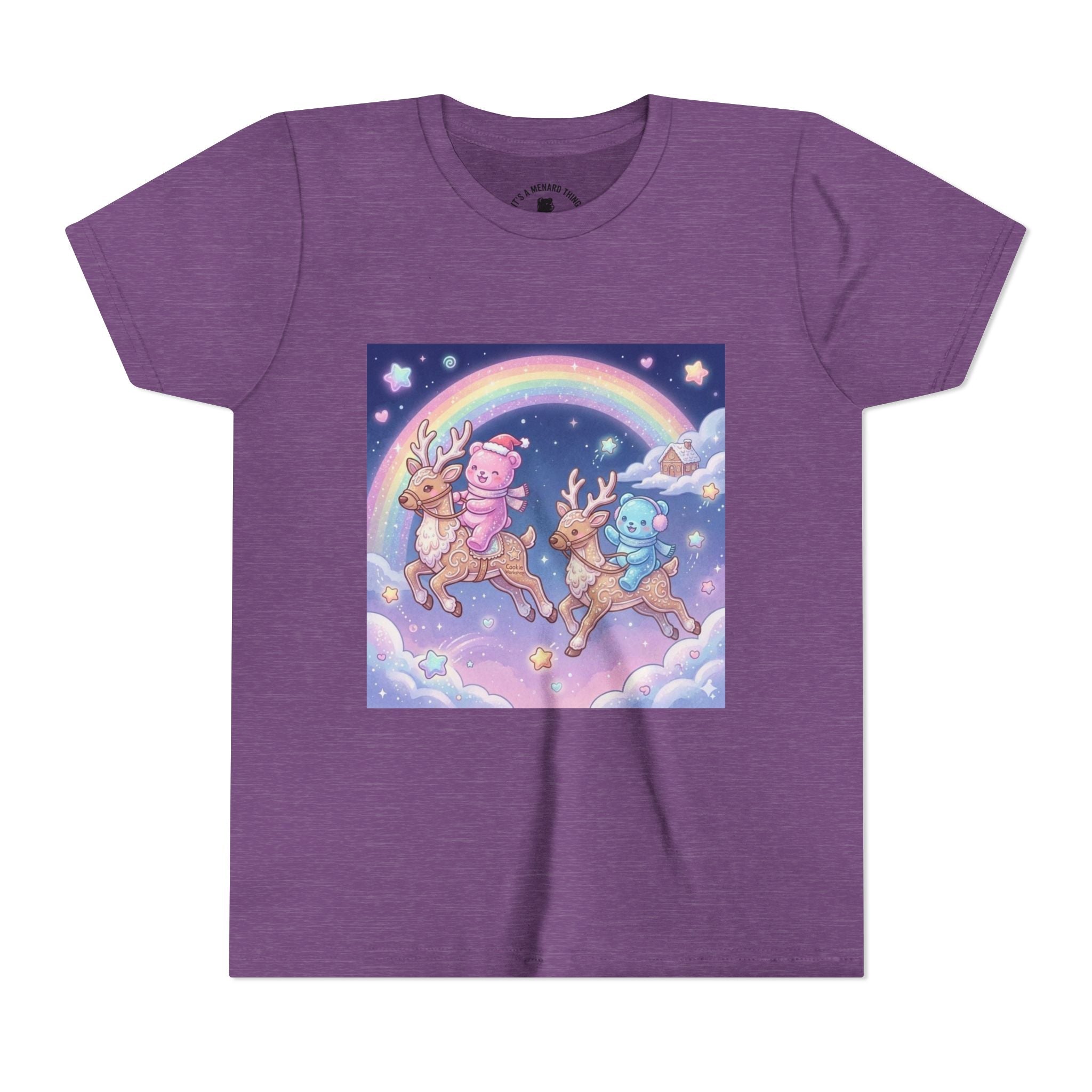 Duo Gooey Gummy Bear riding Reindeer — Cute Youth T-Shirt
