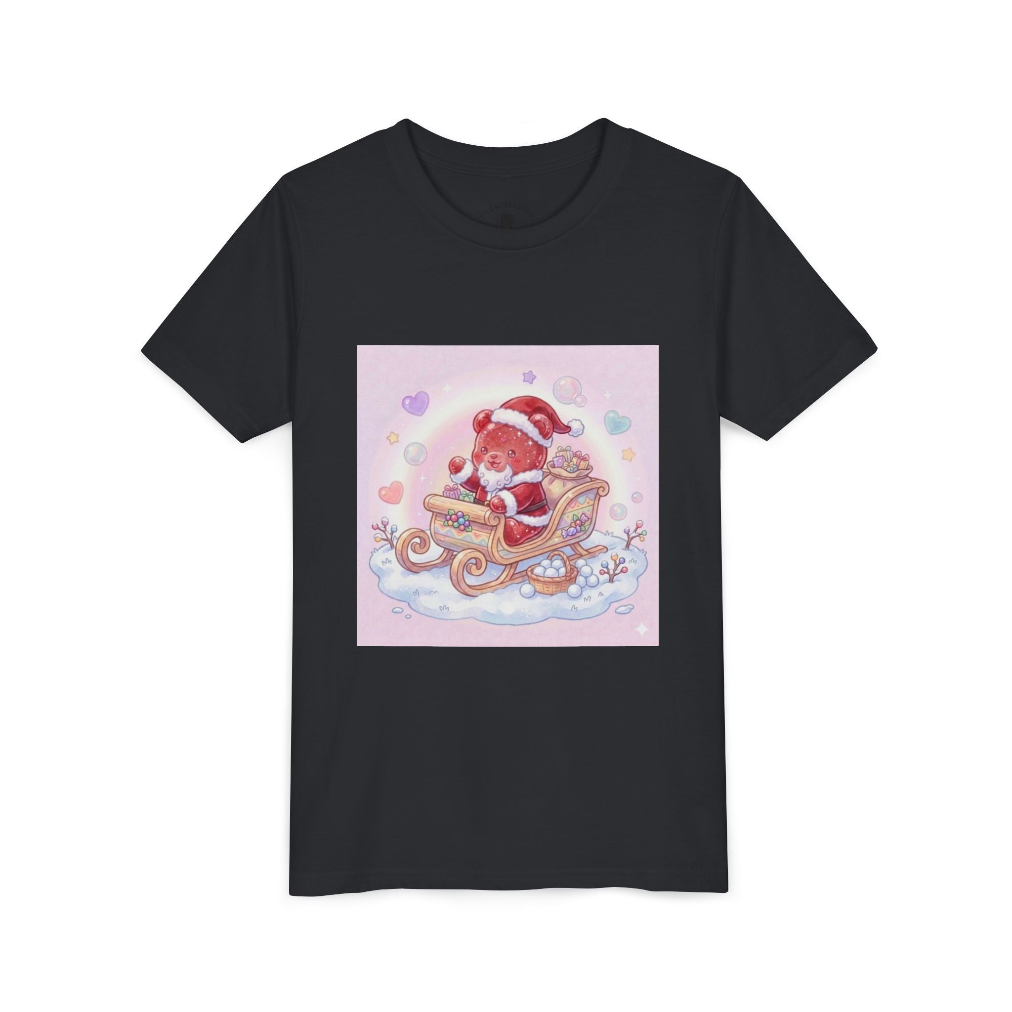 Cute Gooey Gummy Red Santa in Sleigh Holiday Shirt