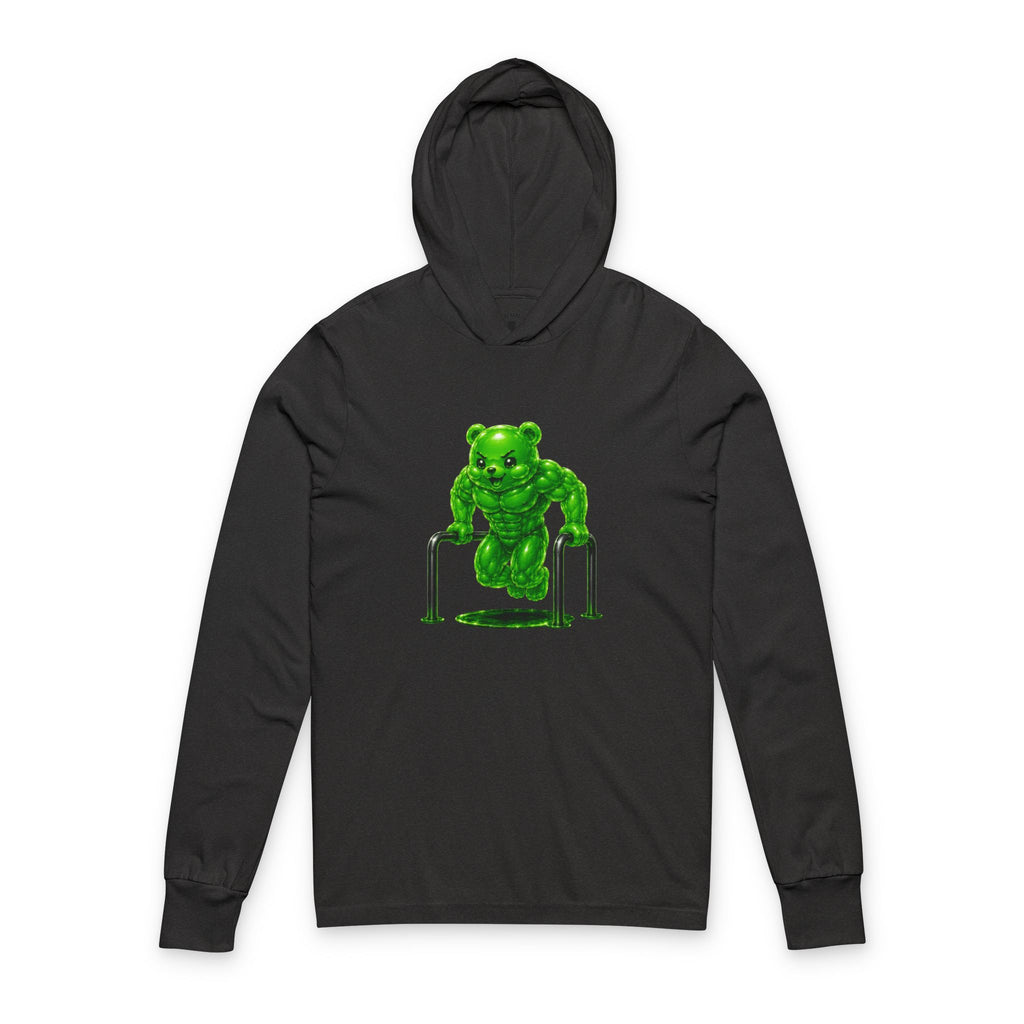 Lifting Workout, Emerald Green Oozy Buff Bear Gummy Gym Addition- Adult Workout Sweatshirt