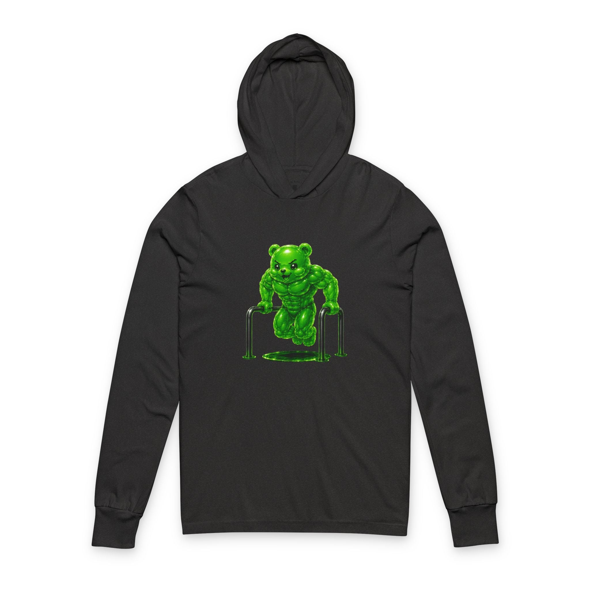 Lifting Workout, Emerald Green Oozy Buff Bear Gummy Gym Addition- Adult Workout Sweatshirt