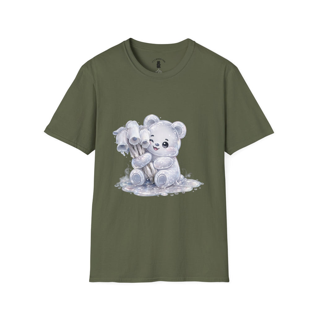 Special Ghost Pipe Mushroom Cluster, White Oozy Bear Gummy Friend- Graphic Shirt