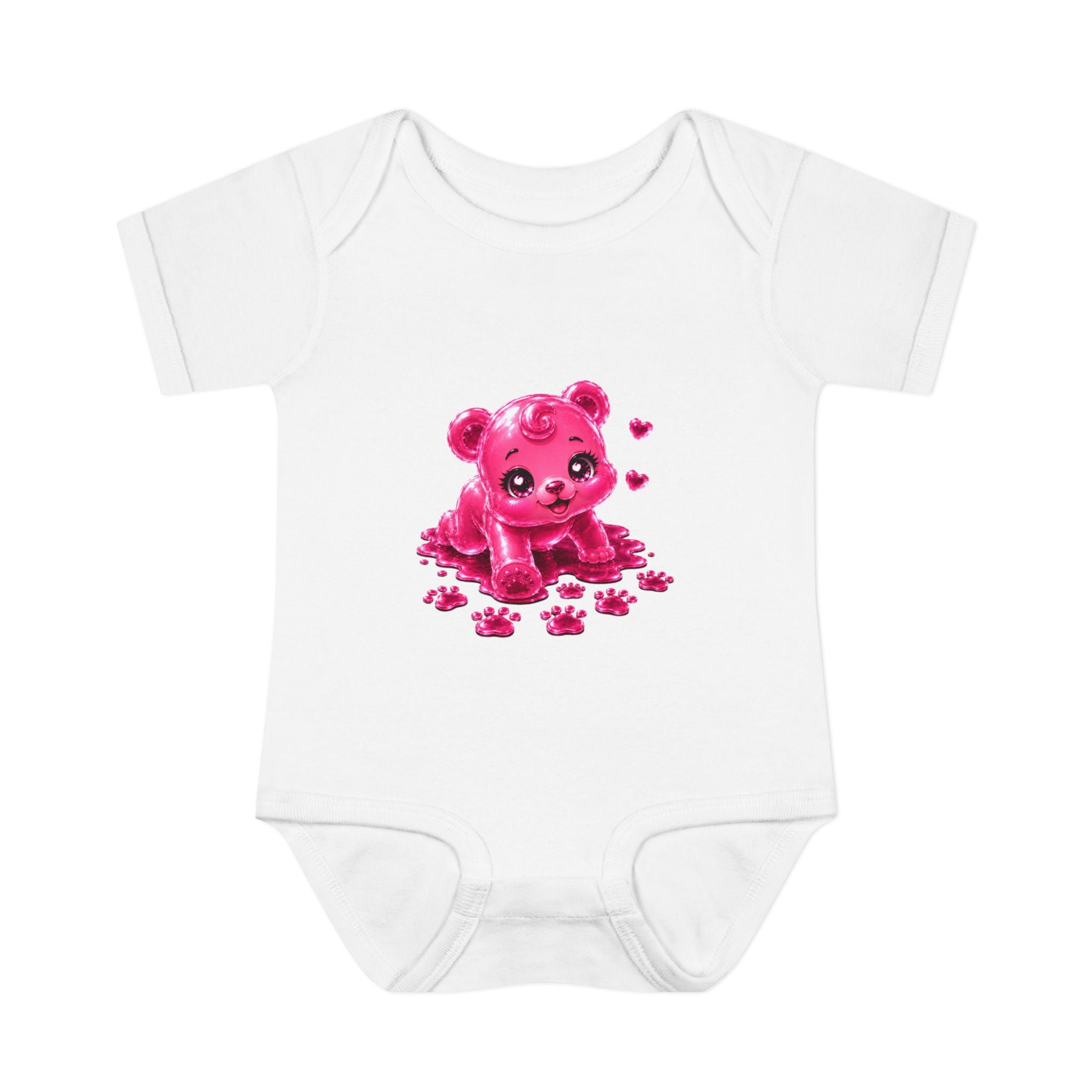 Messy Play Time, Crawling Steps Pink Oozy Baby Gummy Bear Cutie Addition- Graphic Onesie