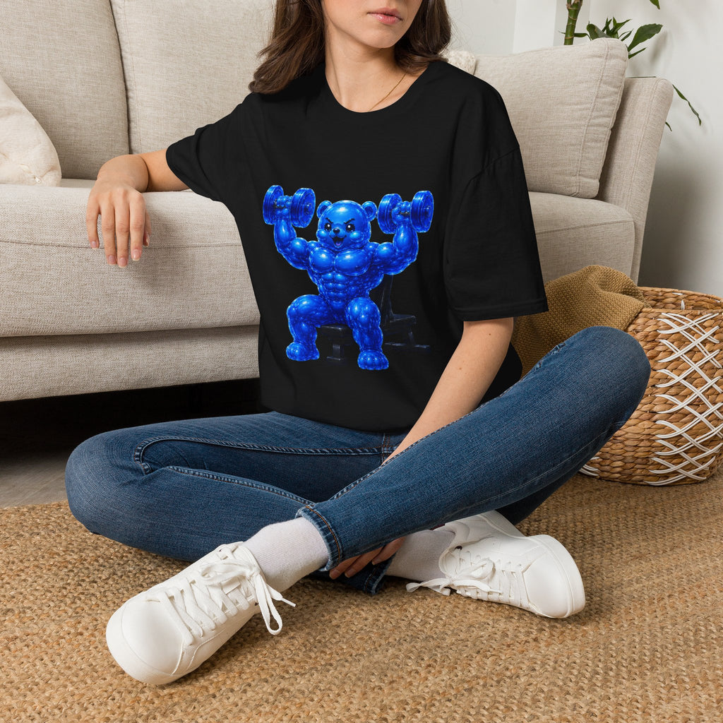 Working out with Bar Bells, Oozy Buff Bear Gummy Special Gym Addition- Adult Graphic Shirt