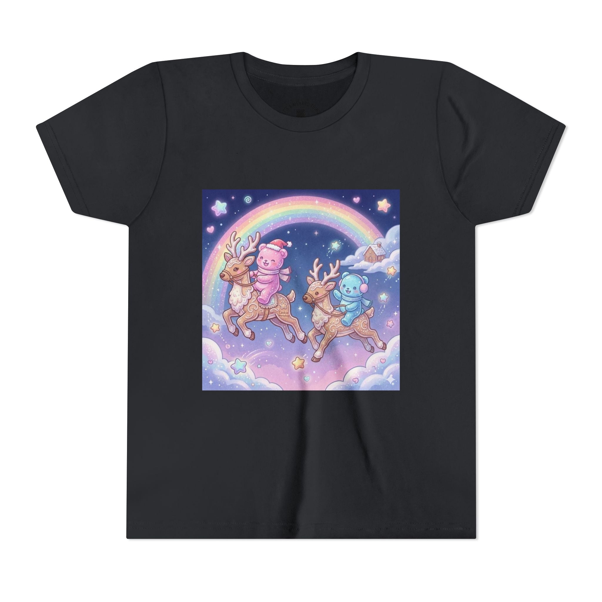 Duo Gooey Gummy Bear riding Reindeer — Cute Youth T-Shirt