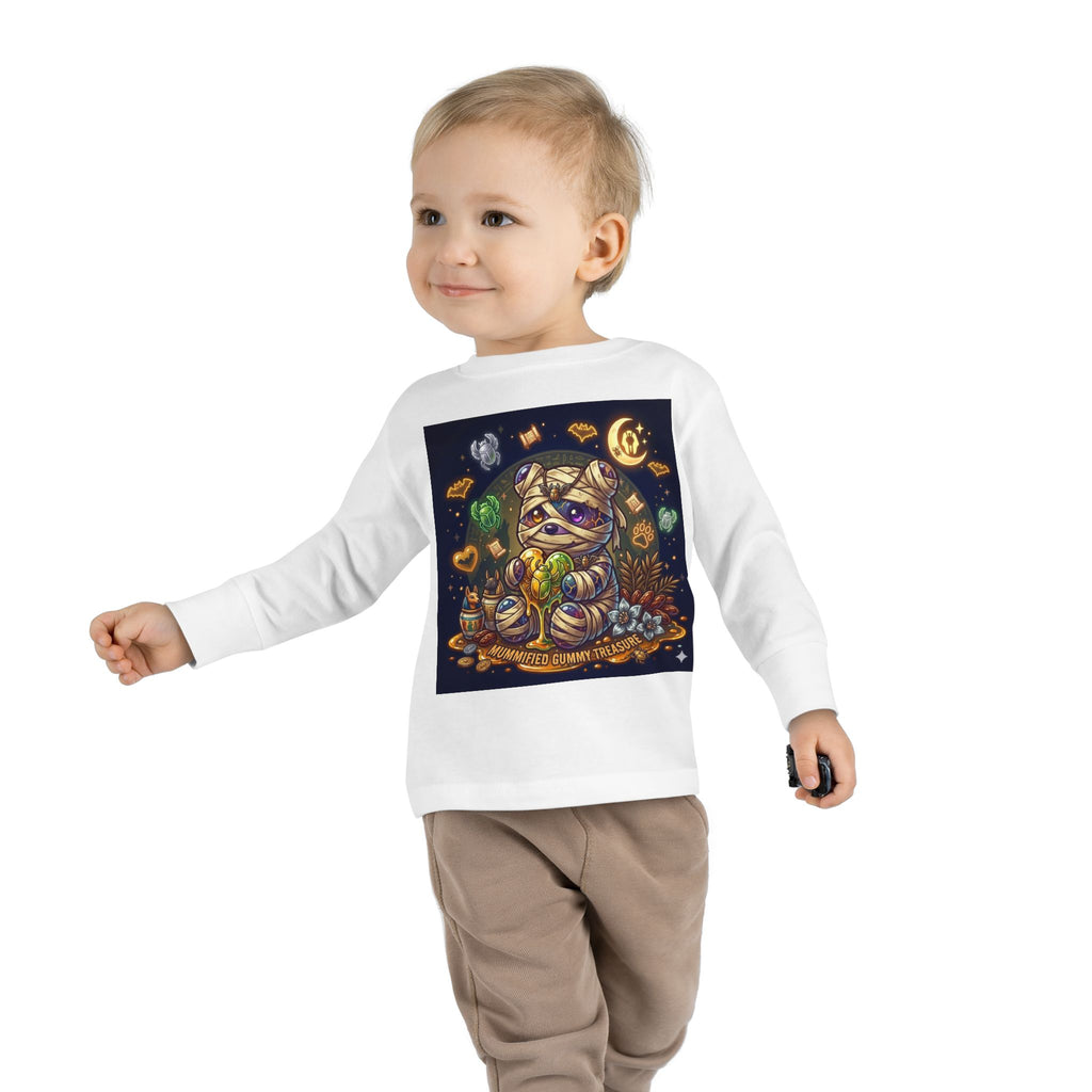 Cute Mummy Halloween Oozy Bear Special- Kids Graphic Long Sleeve Shirt