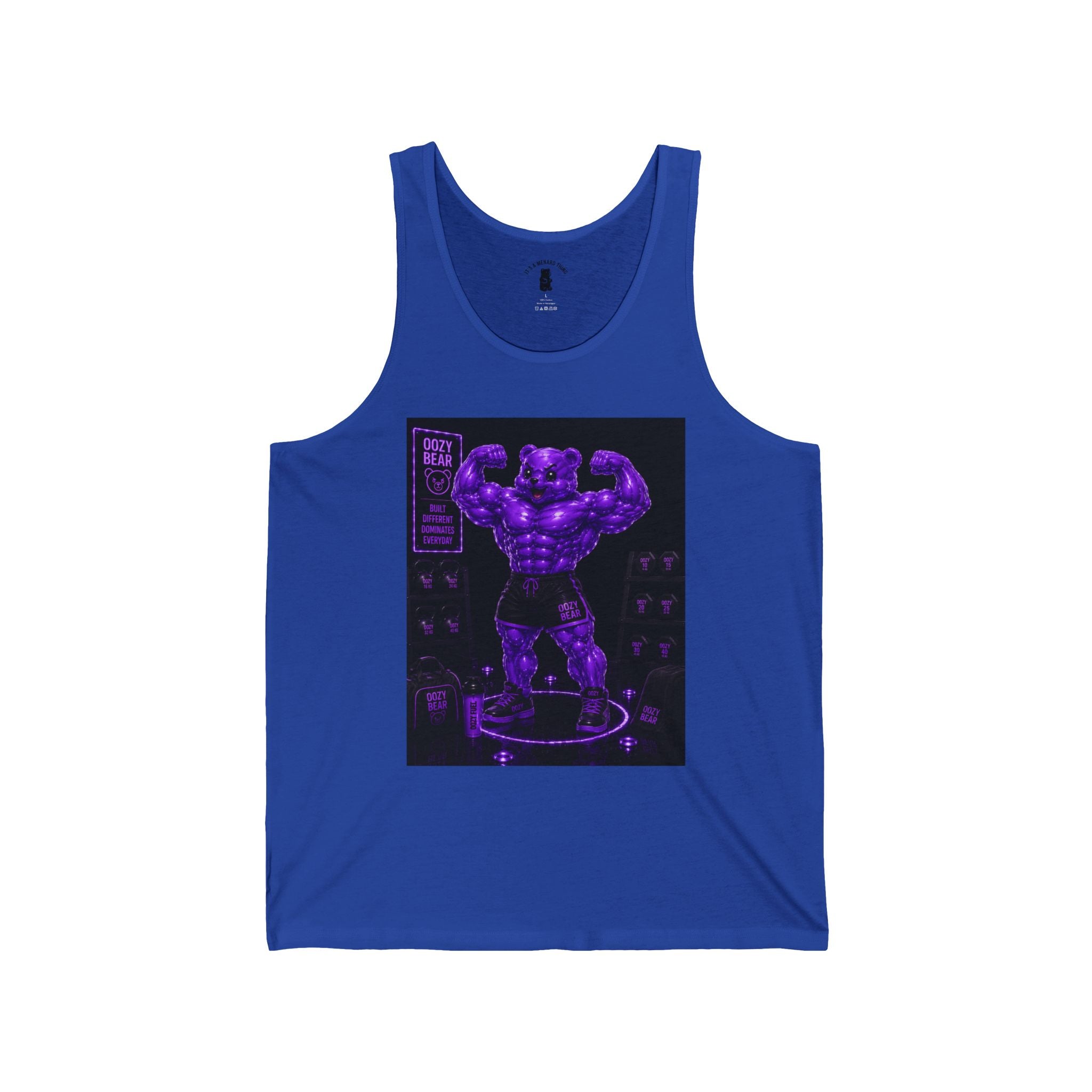 Flexing Time, Violet Oozy Buff Bear Gummy Gym Addition- Adult Graphic Tank Top