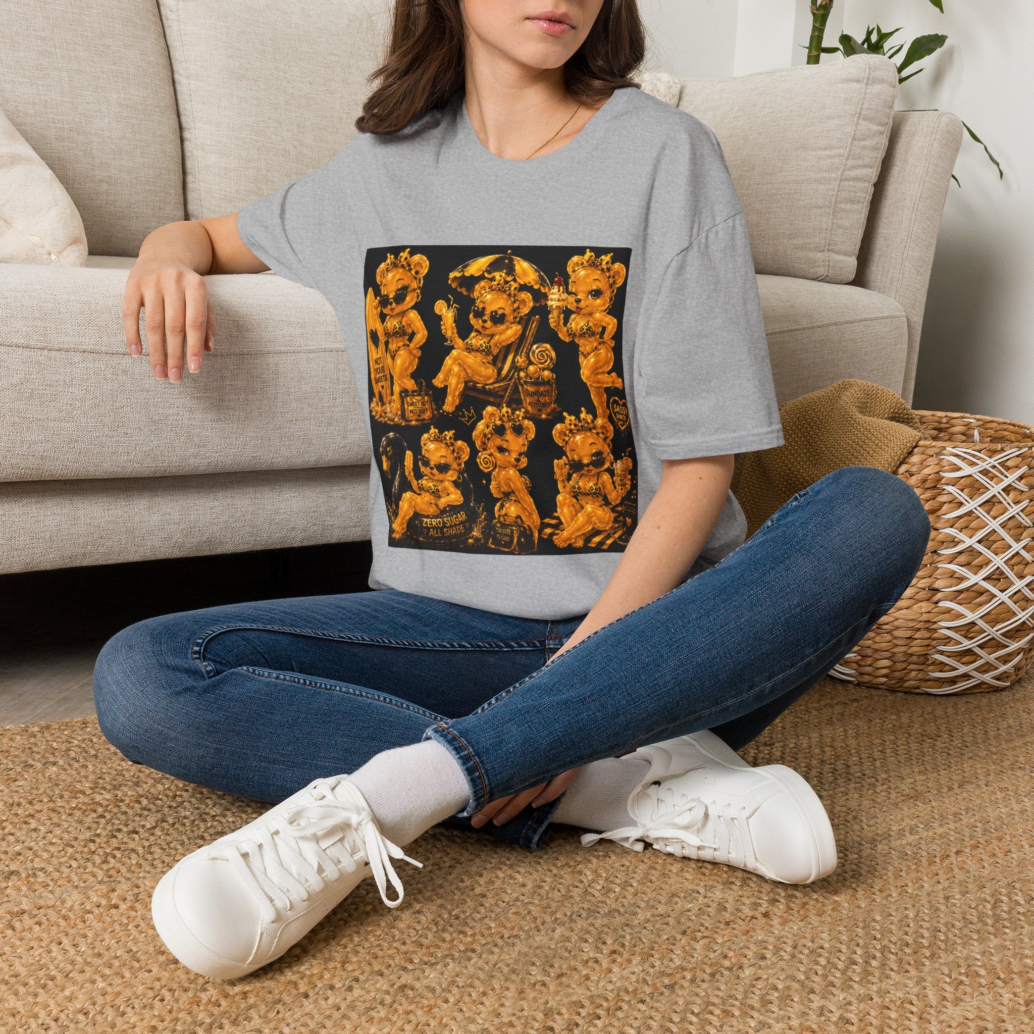 Vintage Style Oozy Bear Beach Babe Pin Up- Adult Graphic Shirt (18+)