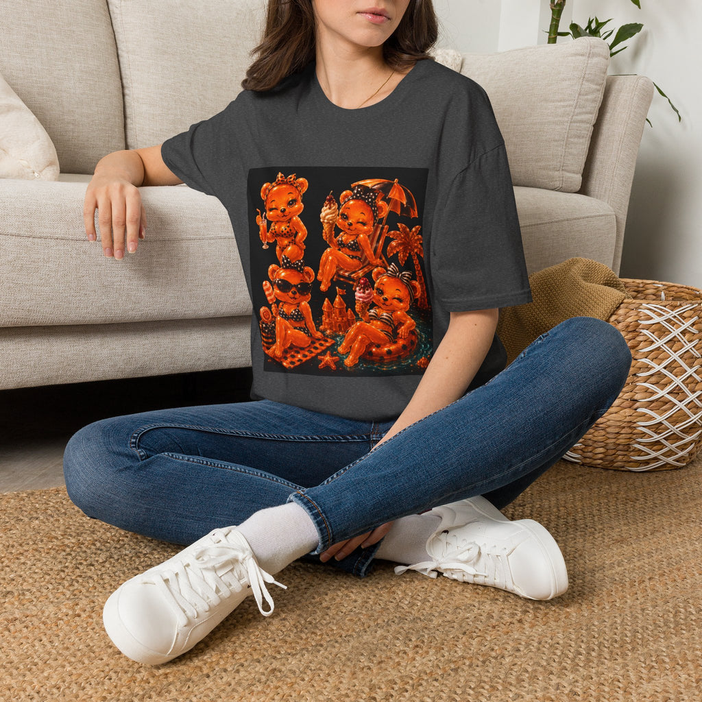 Retro Orang Beach Pin Up Oozy Bear Babe- Adult Graphic Shirt (18+)