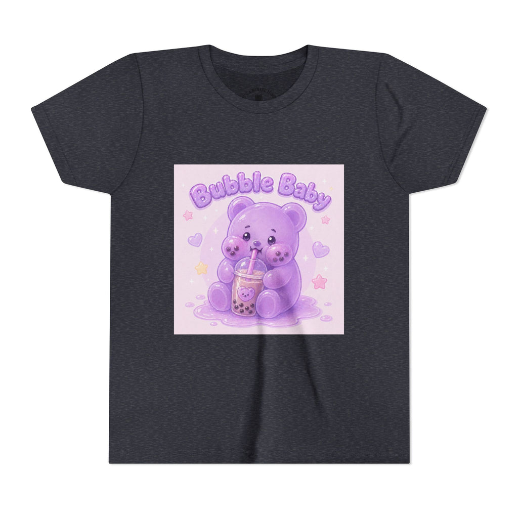 Purple Boba Tea Gooey Gummy Bear with Boba Milk Tea Kids Shirt