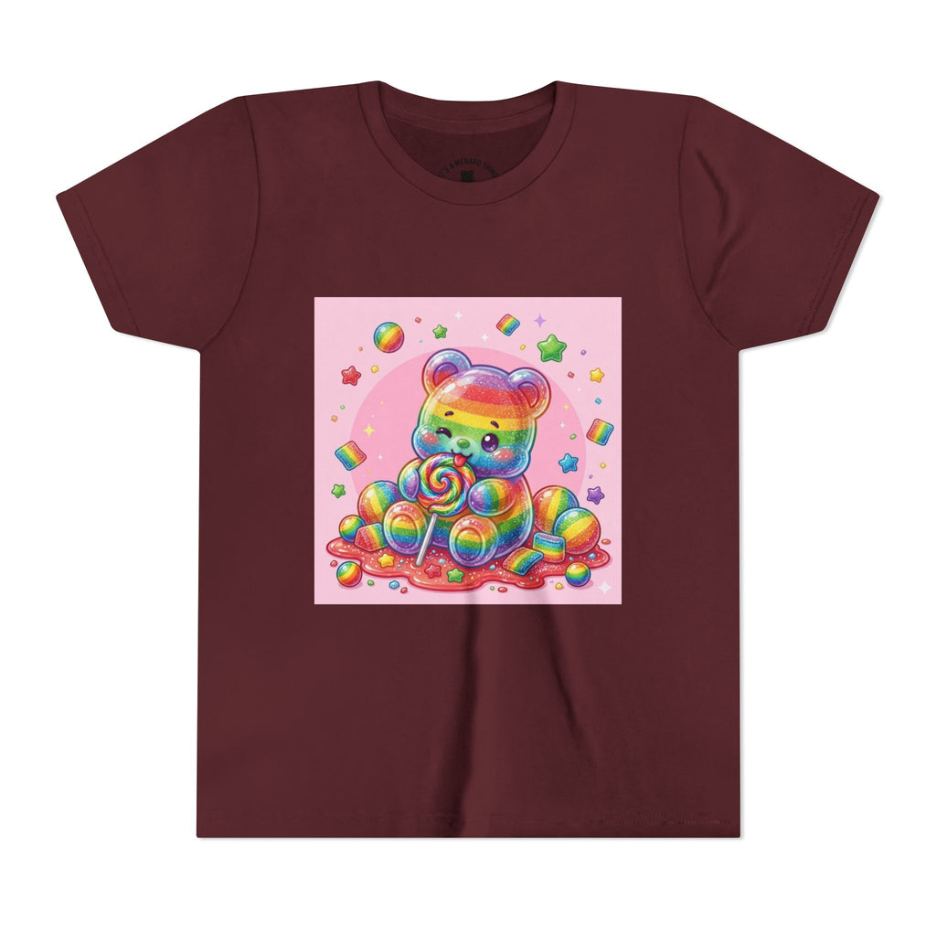 Rainbow Stripe Gooey Gummy Bear Youth T-Shirt