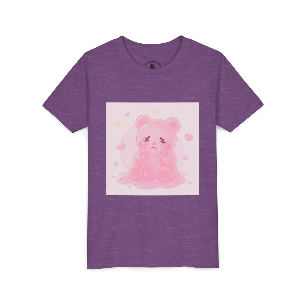 Pink Crying Gooey Gummy Bear Youth Tee – Cute Pastel Graphic Shirt