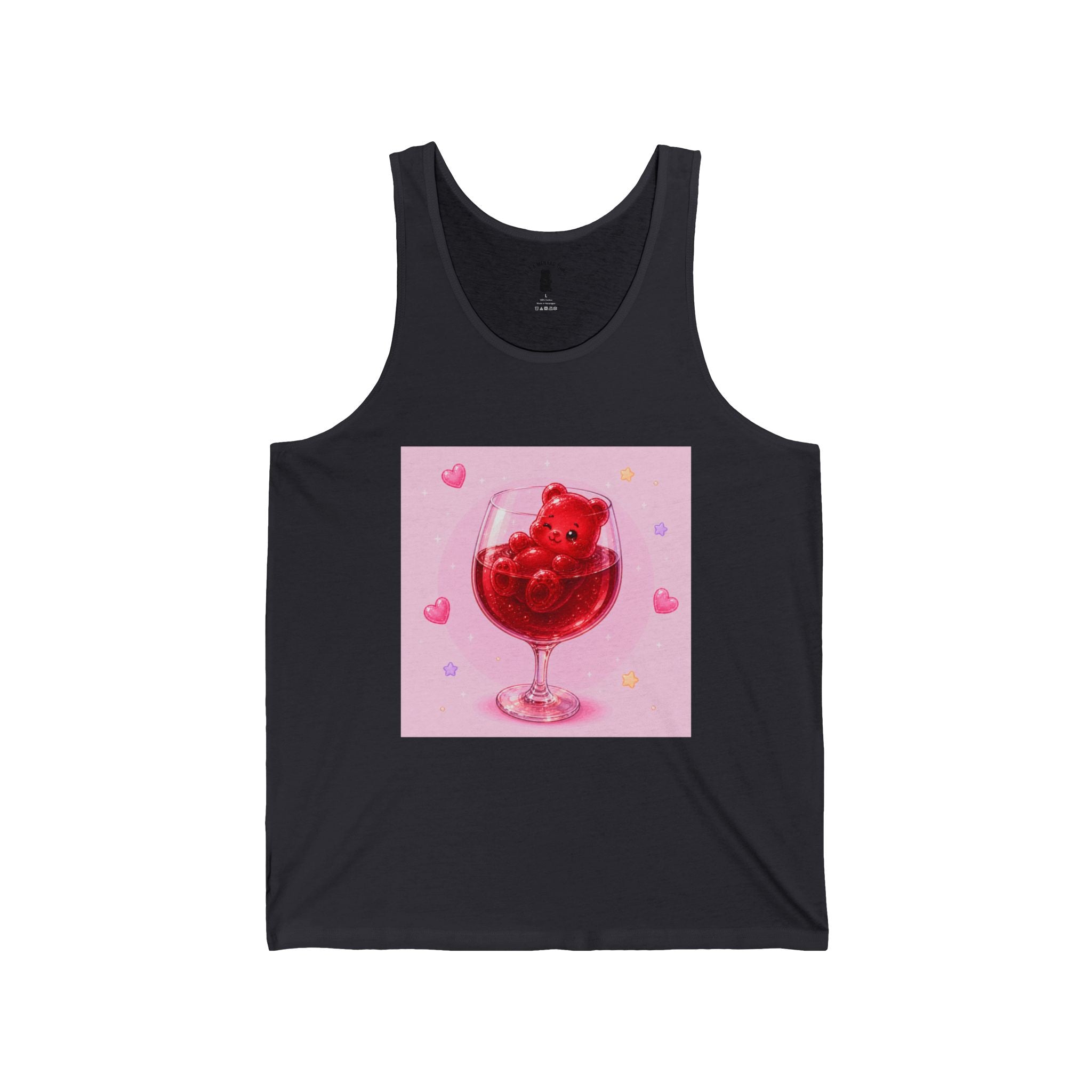 Cute Gummy Bear Wine Glass Tank Top — Sweet Valentine Bubblegum Graphic