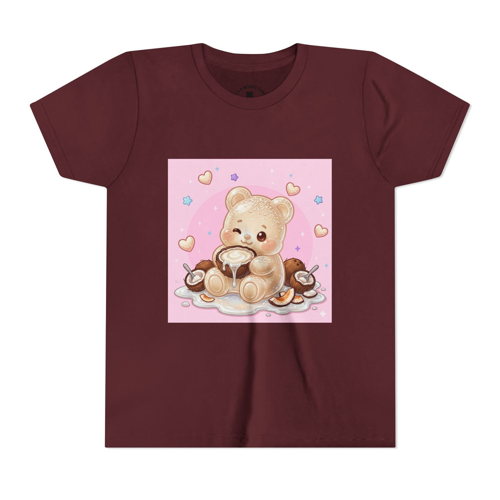 Gooey Gummy Coconut Milk Bear Kids T-Shirt (Pink Hearts)